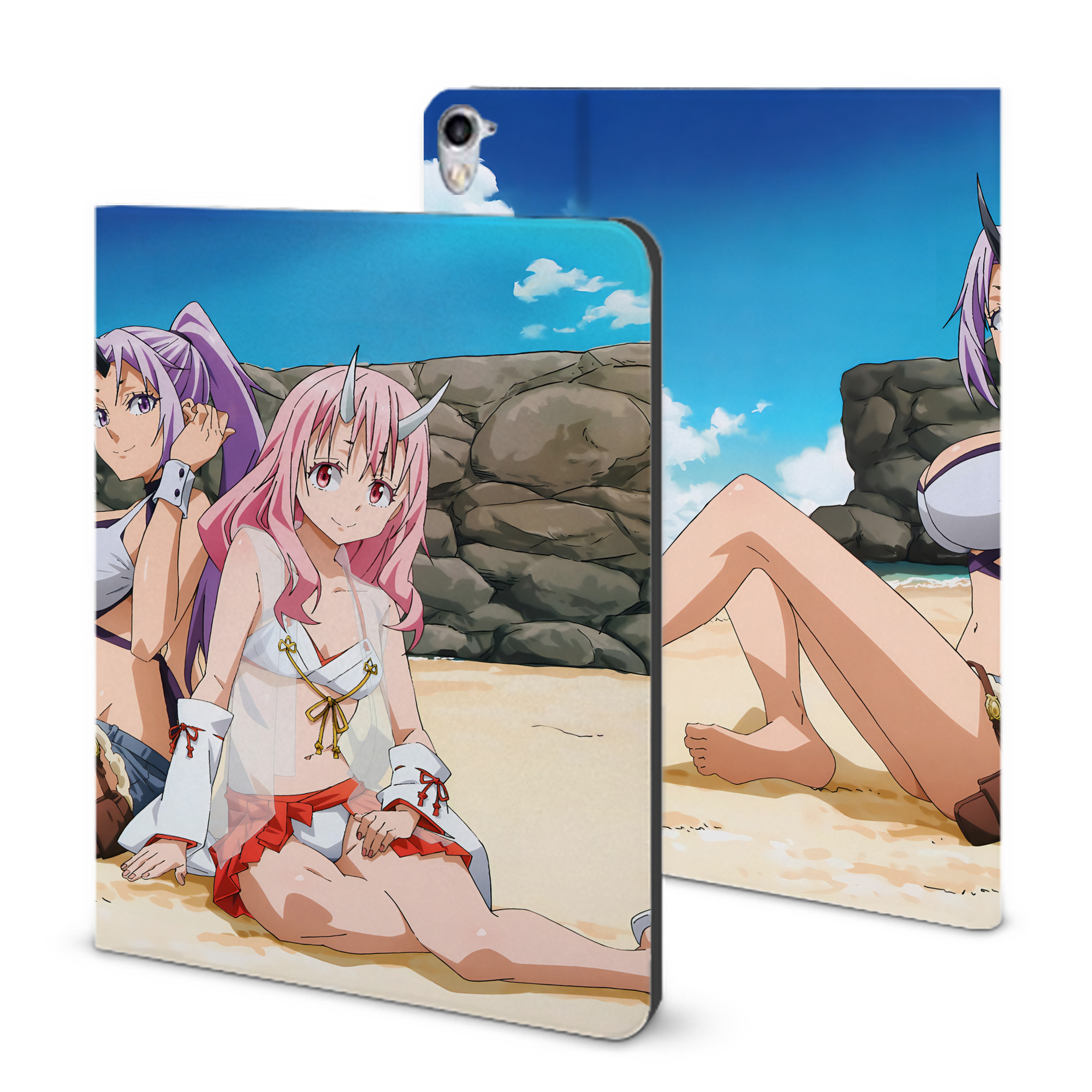 （画像用） 転スラ Regarding Reincarnated to Slime IPad ケース ブック型 PUレザー TPU 耐衝撃 軽量 薄型 ペン収納なし 全面保護 IPad 各モデル対応